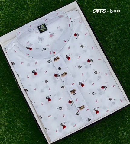 পানপাতা সাদা কালার পাঞ্জাবি