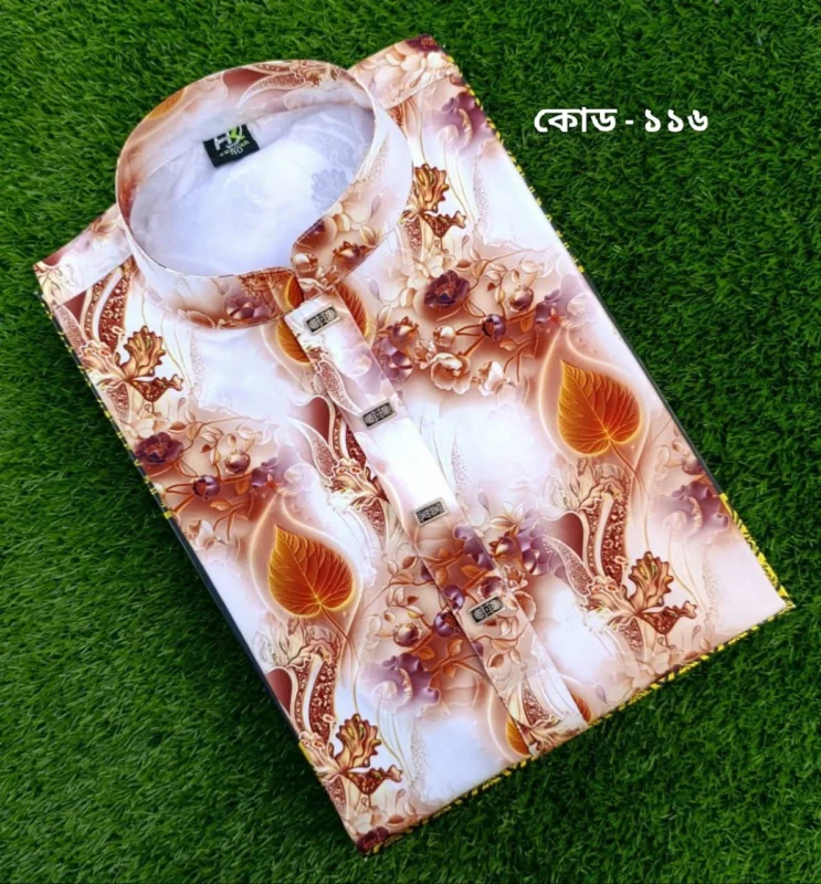 সাদার মধ্যে অরেঞ্জ কালার পাঞ্জাবি